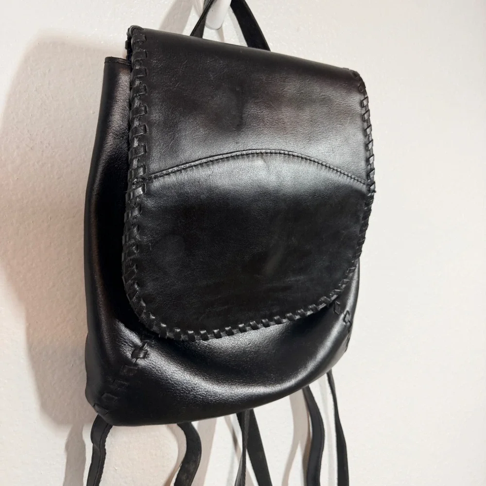 Patricia Nash Backpack Women's Black Leather KIMINA Whipstitch Boho Handcrafted